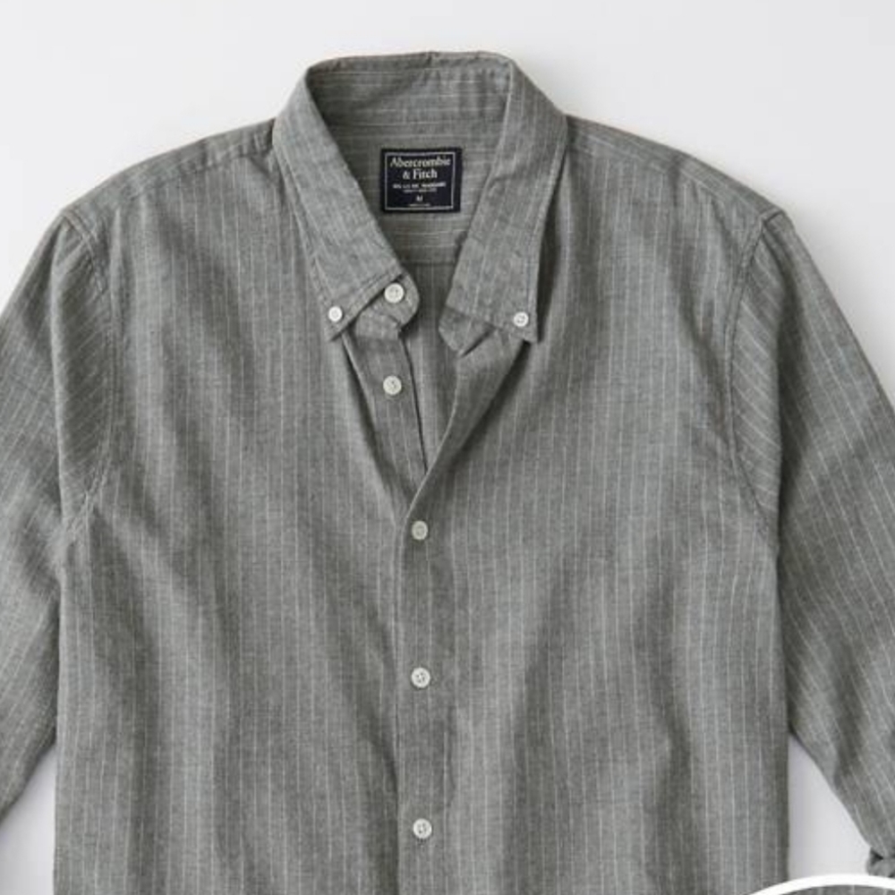 Men's brushed Oxford grey with white pin stripes